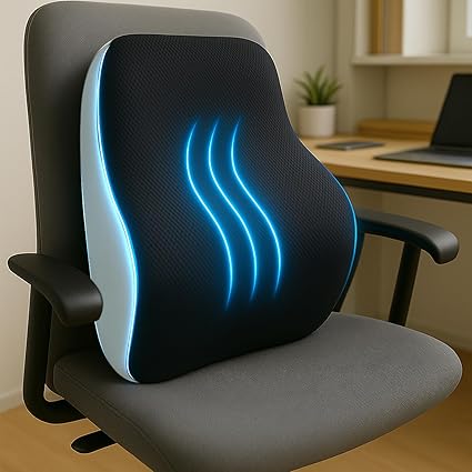 Sleepsia Back Support for Office Chair | 1 Year Warranty | Lumbar Support for Office Chair, Car Seat Back Support, Memory Foam Pillow, Orthopedic Lumbar Back Rest for Back Pain Relief (Black/Grey)